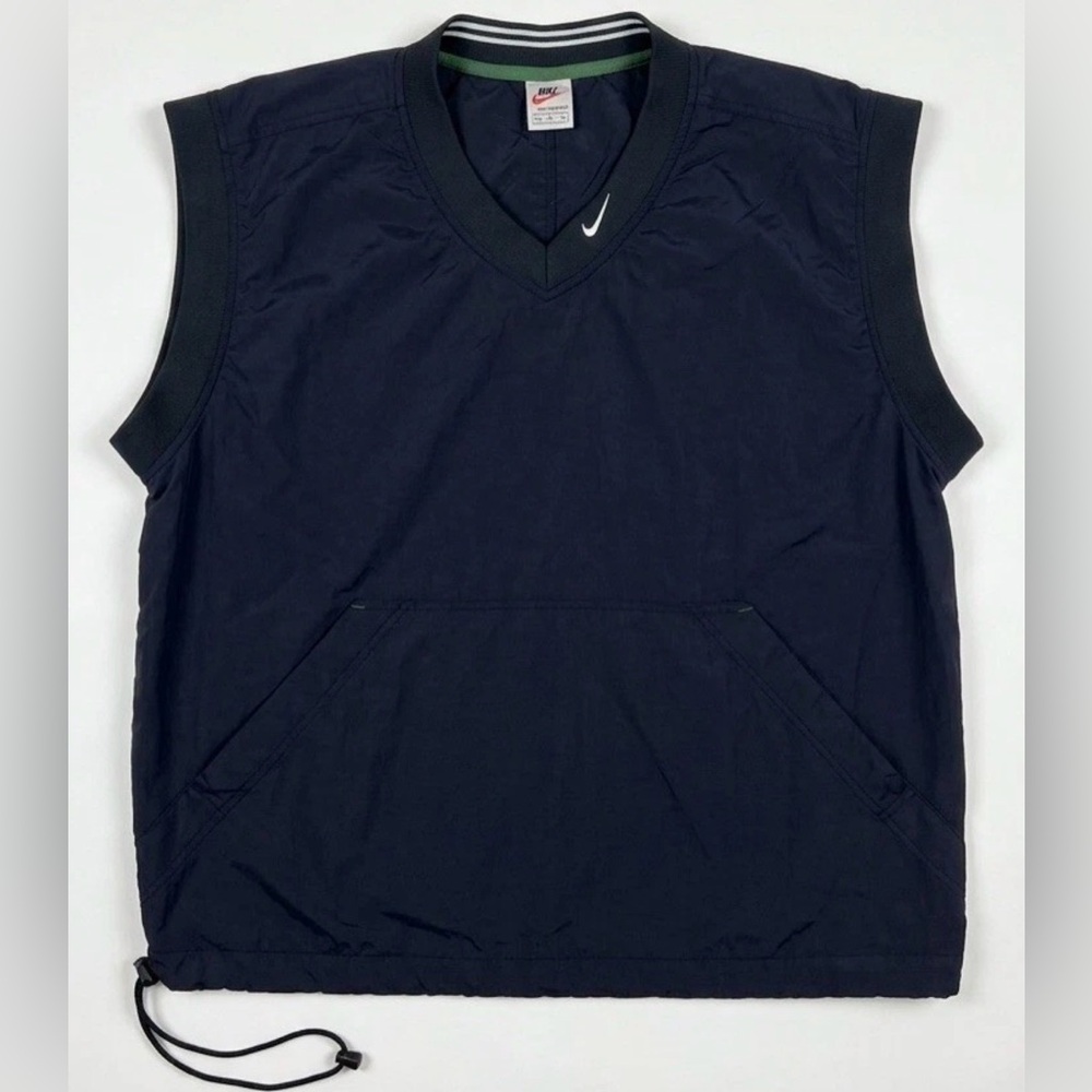 Vintage Nike 90s Red Swoosh Tag Windbreaker Vest Black Green Striped Med Classic